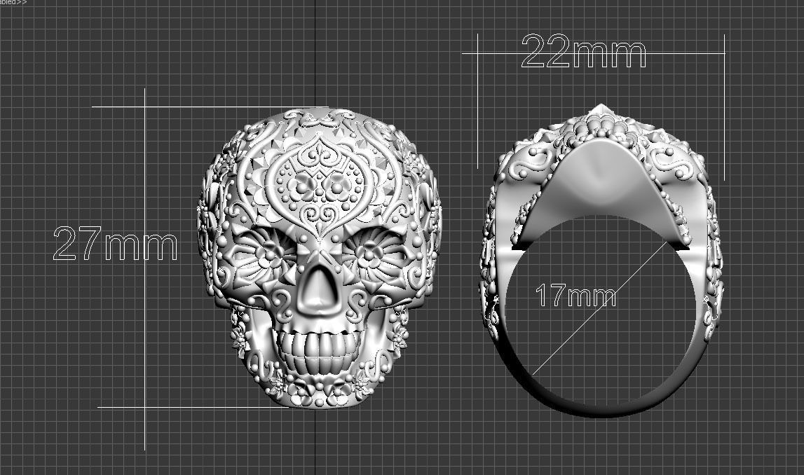 ring skull  3D print model_5