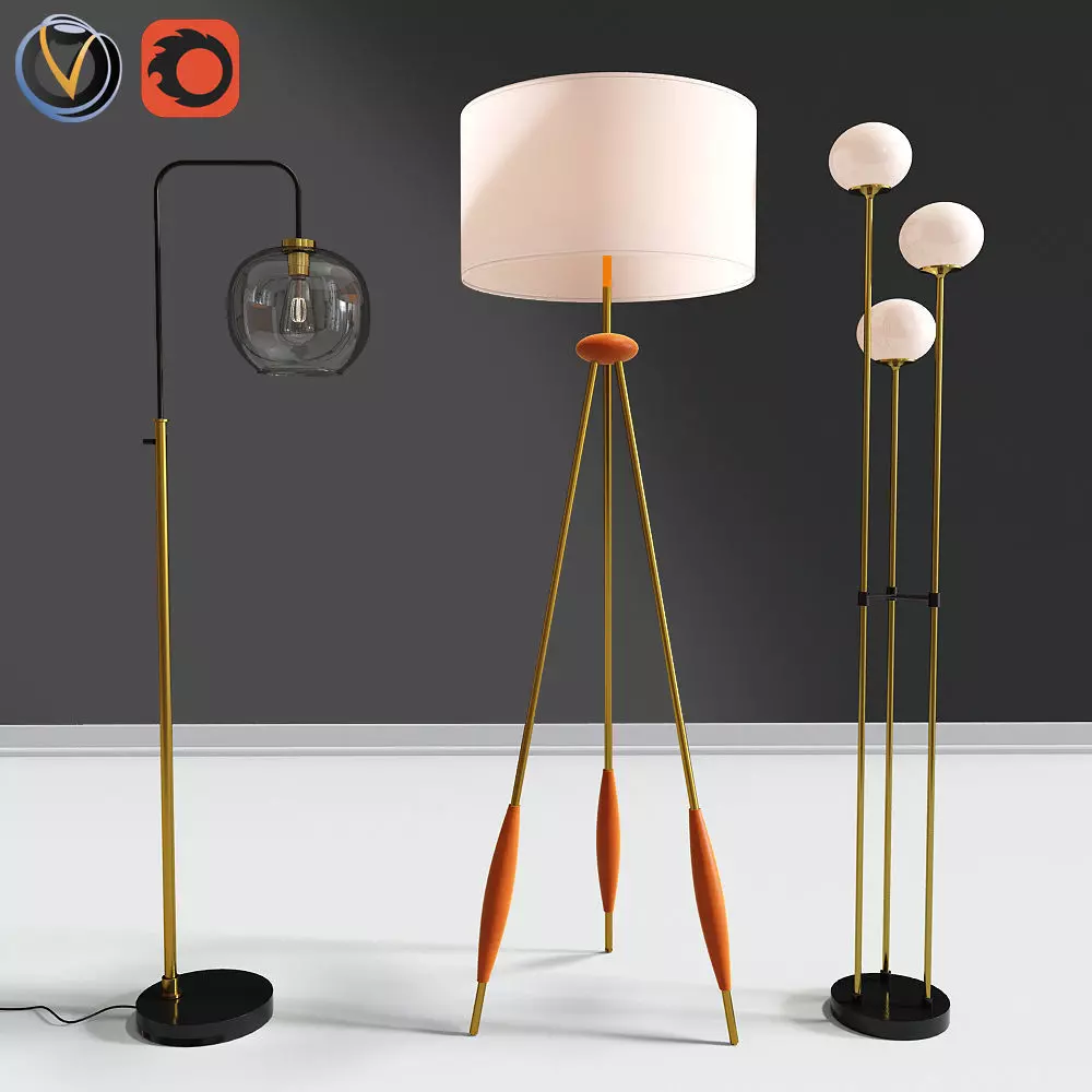 Modern Floor Lamps Collection 3D model_0