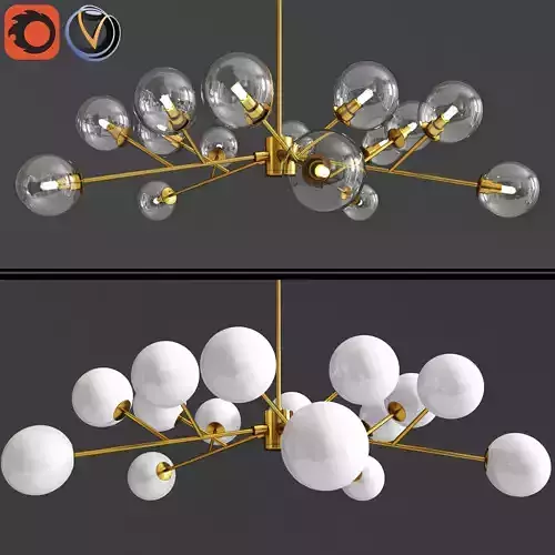 Orion 15 Light Pendant in Brass Amber