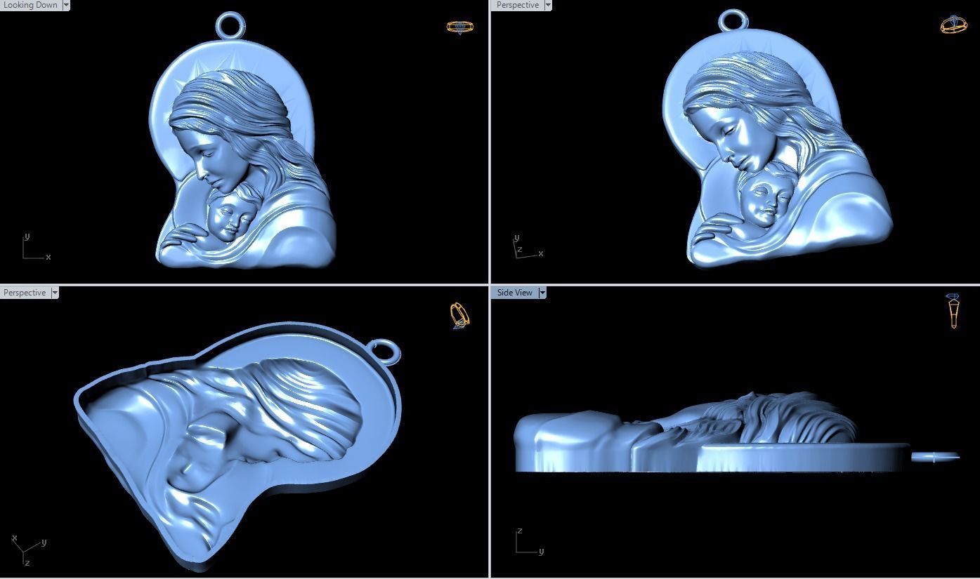 Virgin Mary and Child Pendant - Religious Catholic Jewelry 3D print model_6