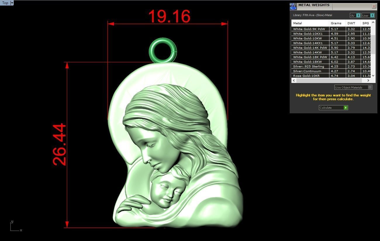 Virgin Mary and Child Pendant - Religious Catholic Jewelry 3D print model_10