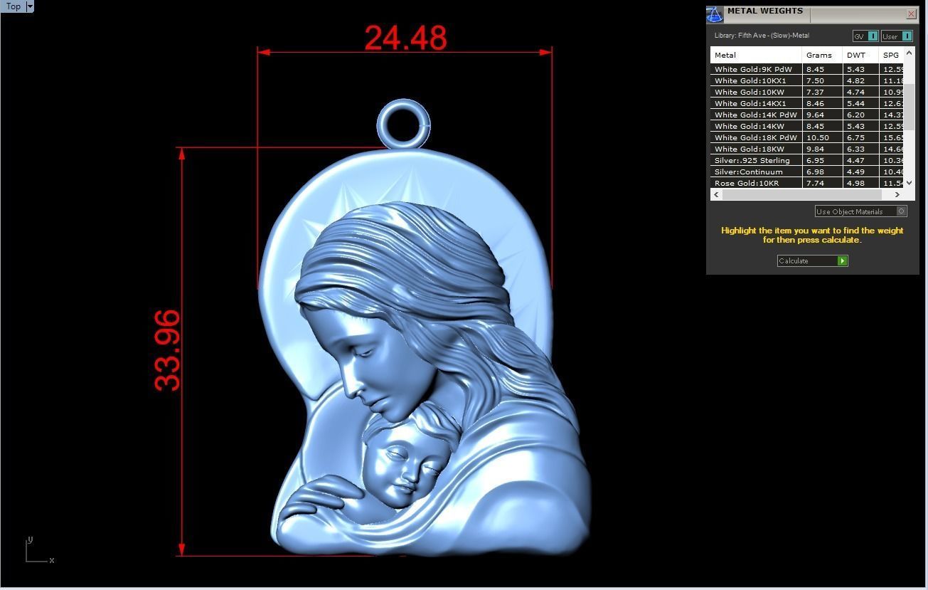 Virgin Mary and Child Pendant - Religious Catholic Jewelry 3D print model_9