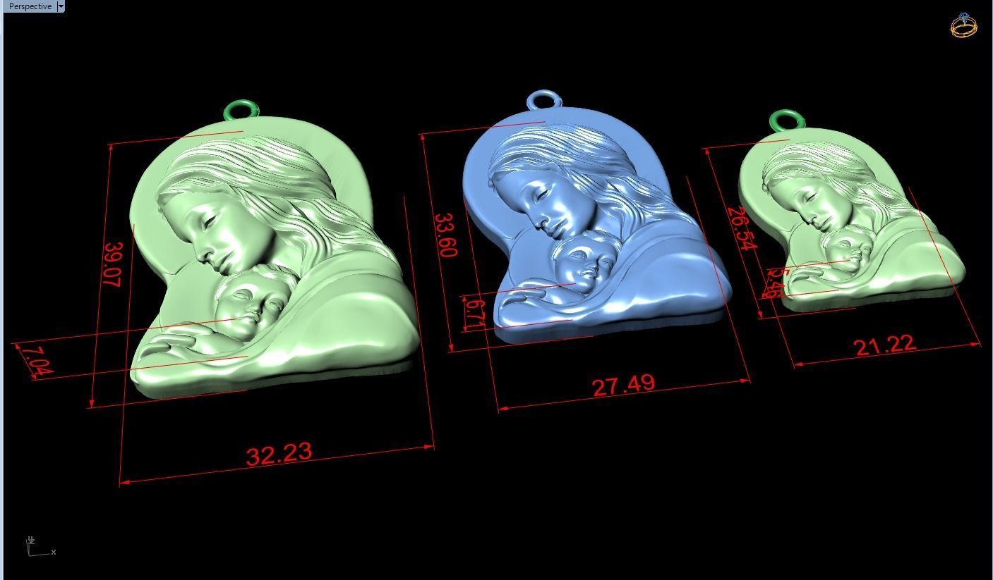 Virgin Mary and Child Pendant - Religious Catholic Jewelry 3D print model_7