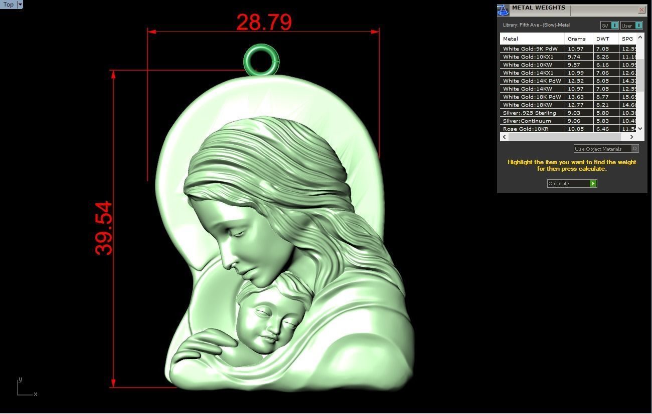 Virgin Mary and Child Pendant - Religious Catholic Jewelry 3D print model_8