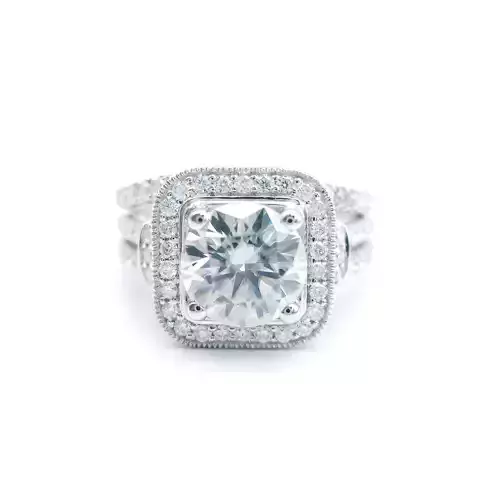 3DM Format Princess cut main stone promise ring set