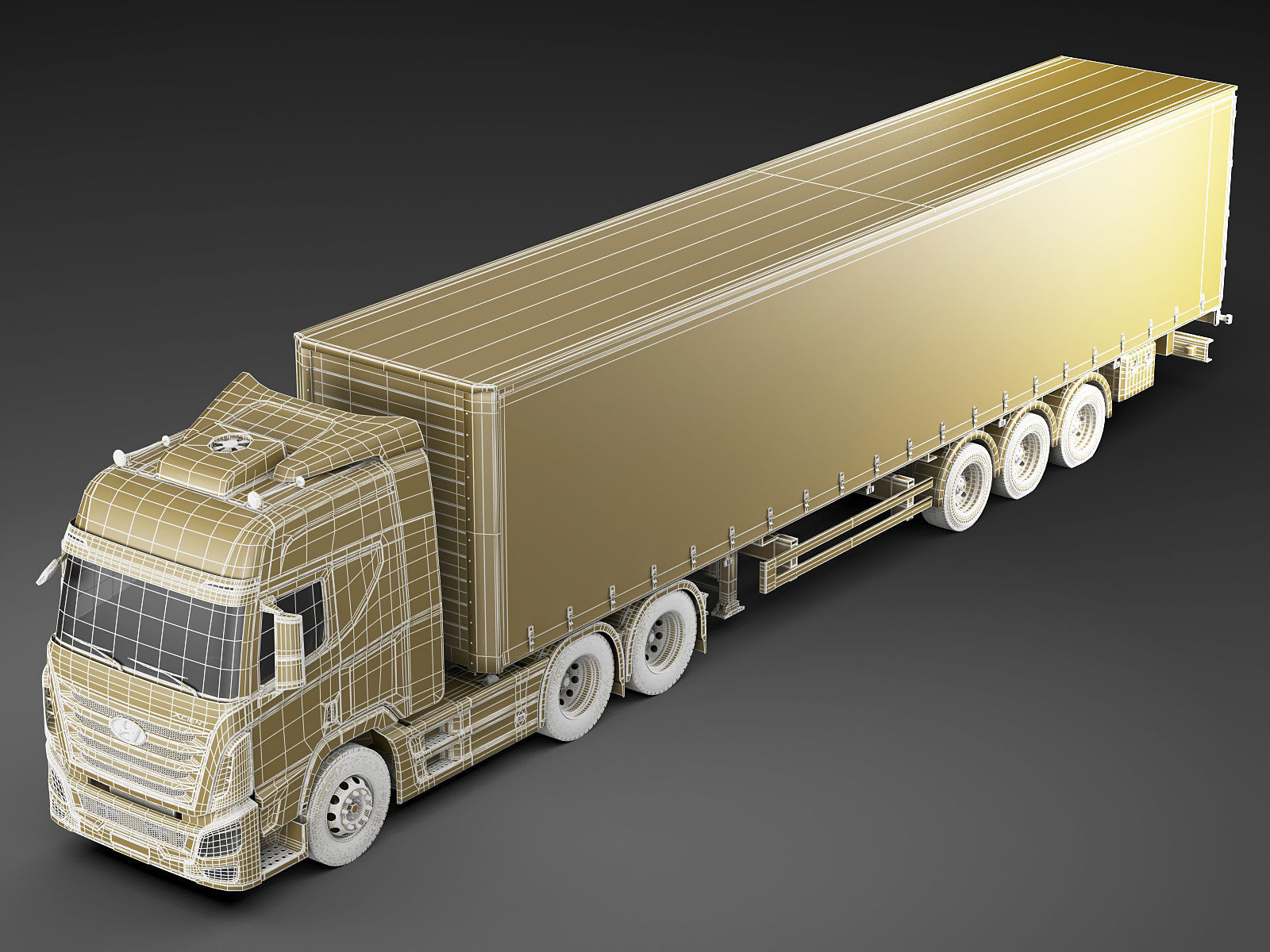 Hyundai Xcient with trailer 3D model_23