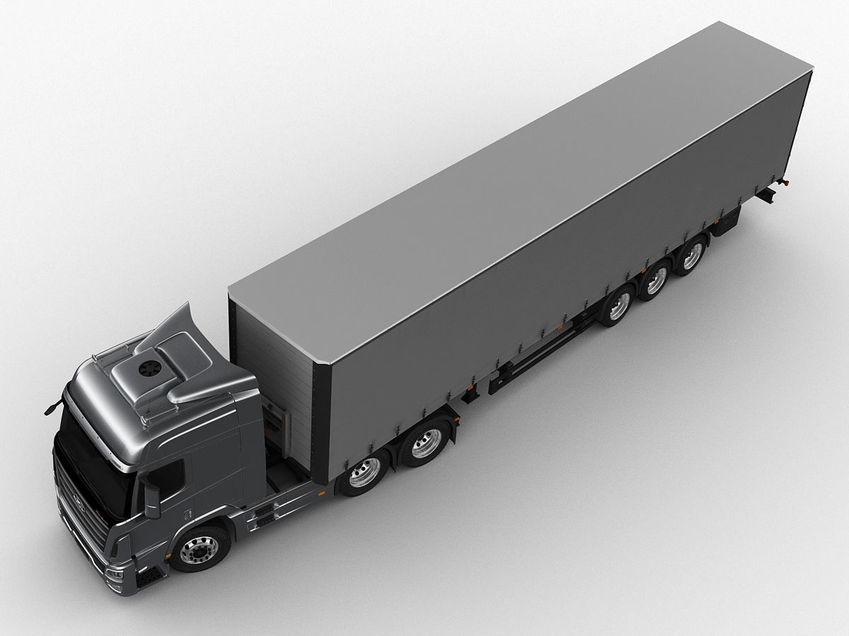 Hyundai Xcient with trailer 3D model_10