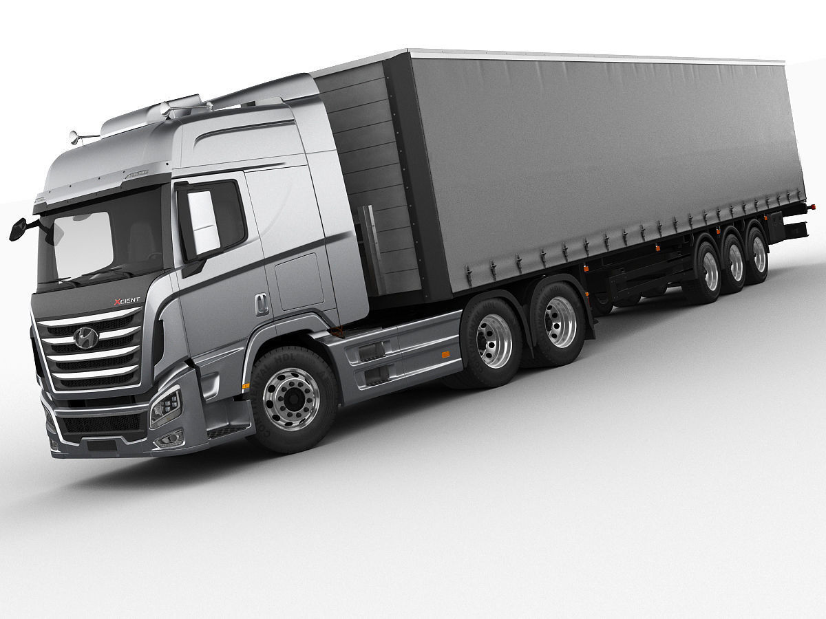 Hyundai Xcient with trailer 3D model_12