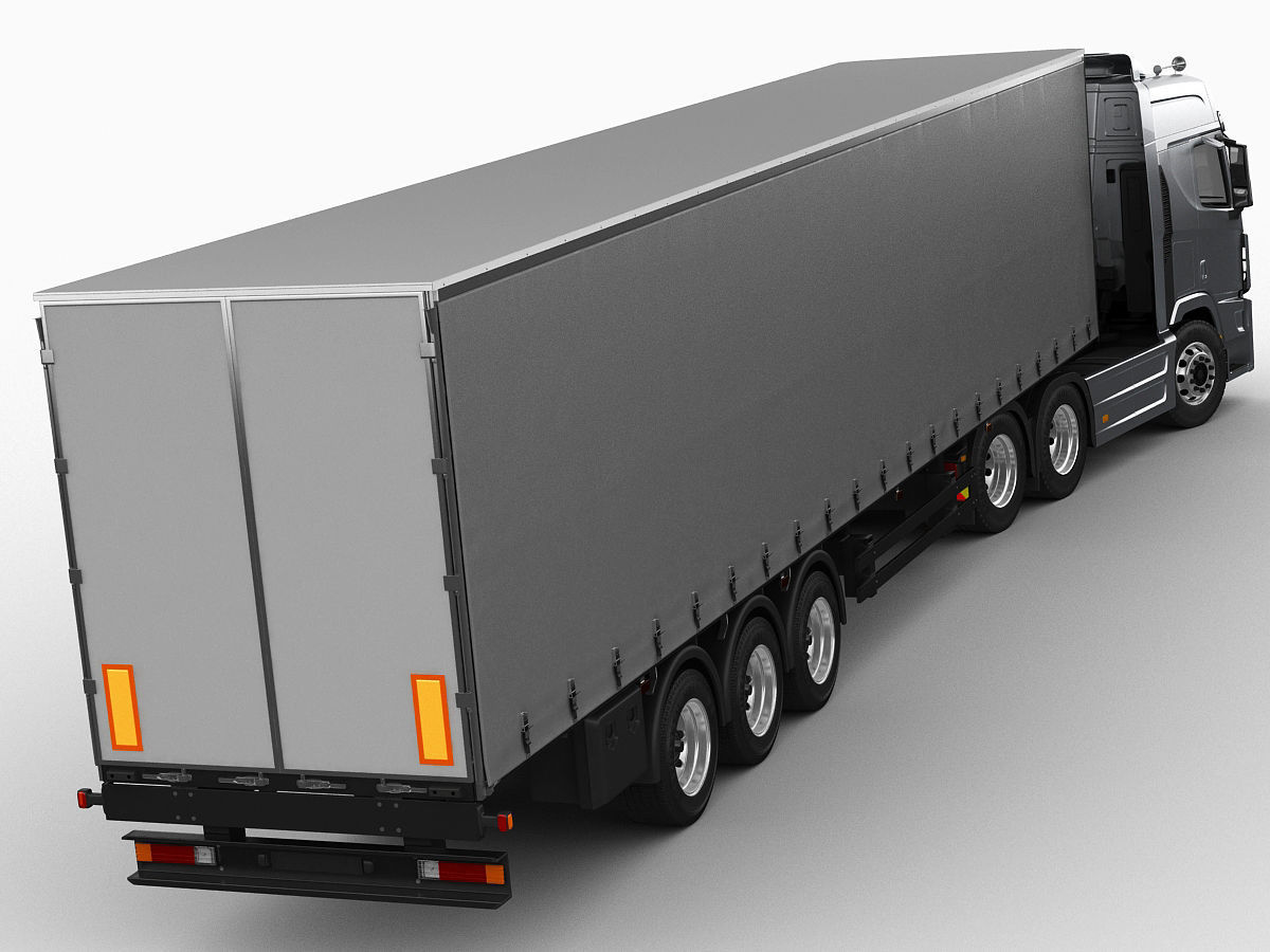 Hyundai Xcient with trailer 3D model_1