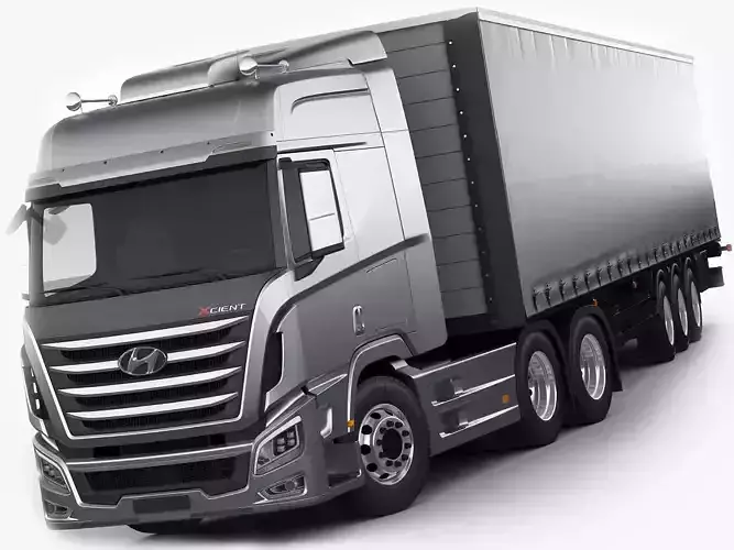 Hyundai Xcient with trailer 3D model