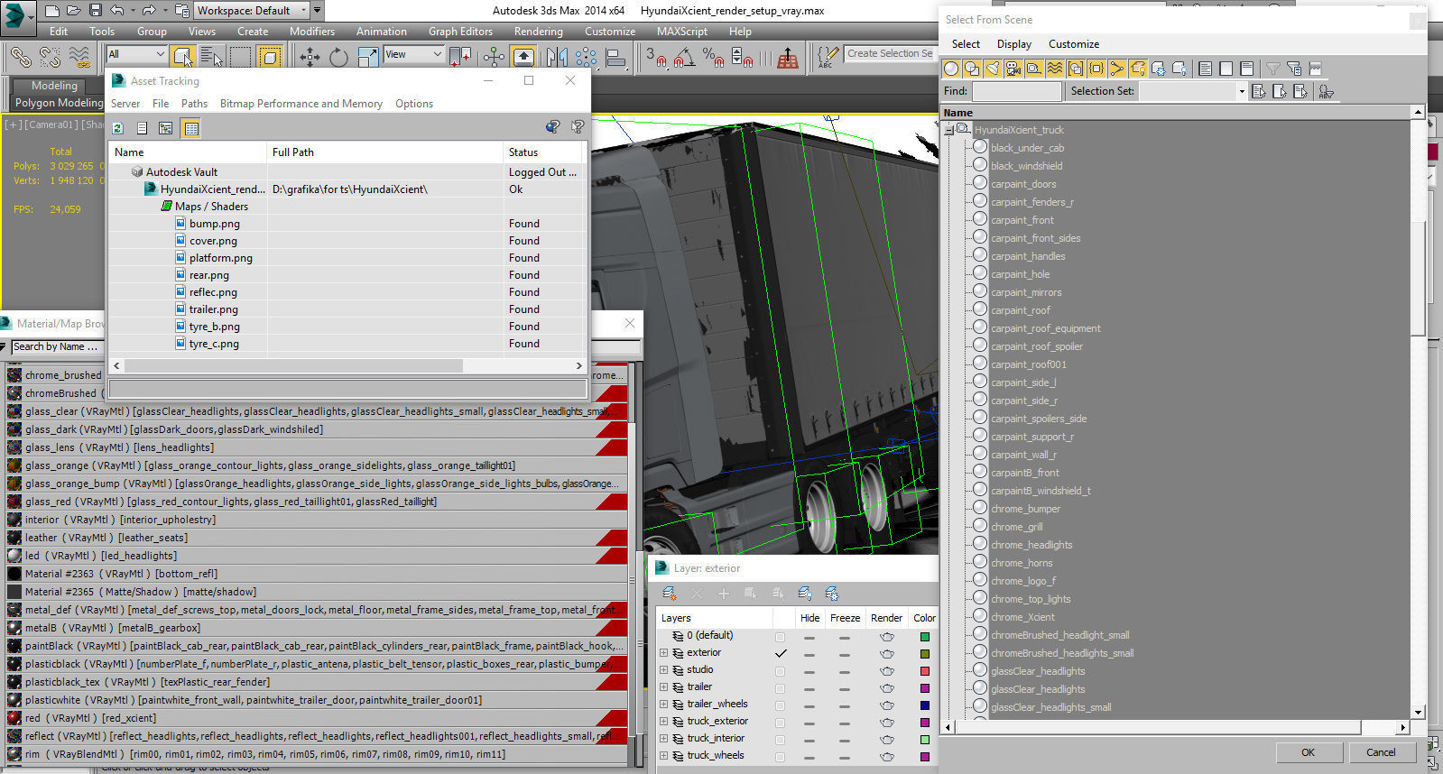 Hyundai Xcient with trailer 3D model_26