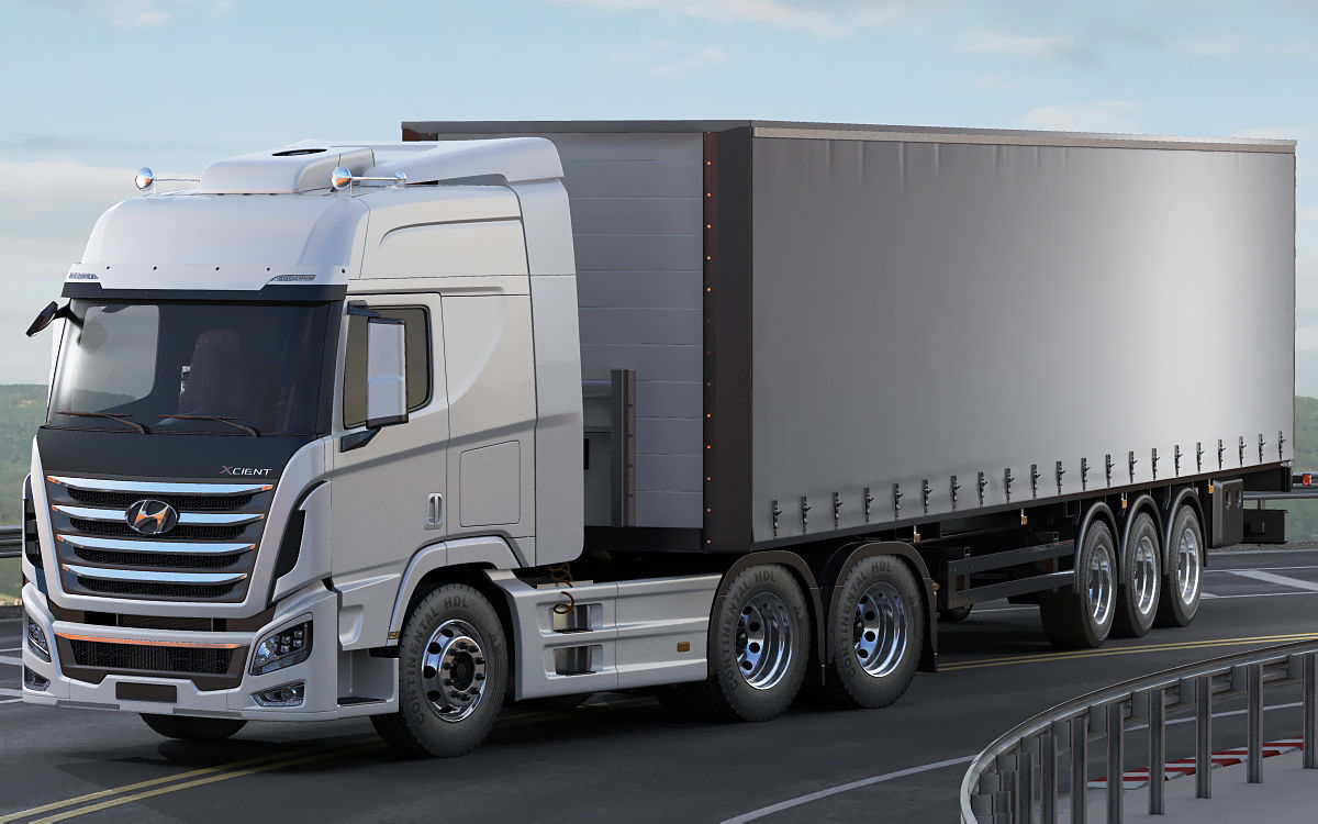 Hyundai Xcient with trailer 3D model_16