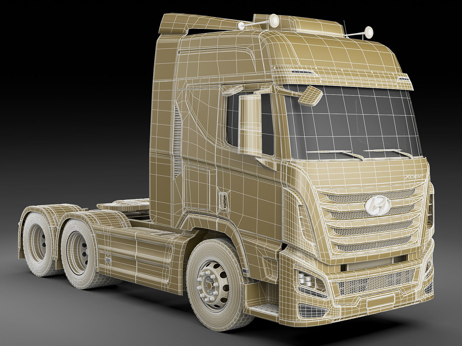 Hyundai Xcient with trailer 3D model_24