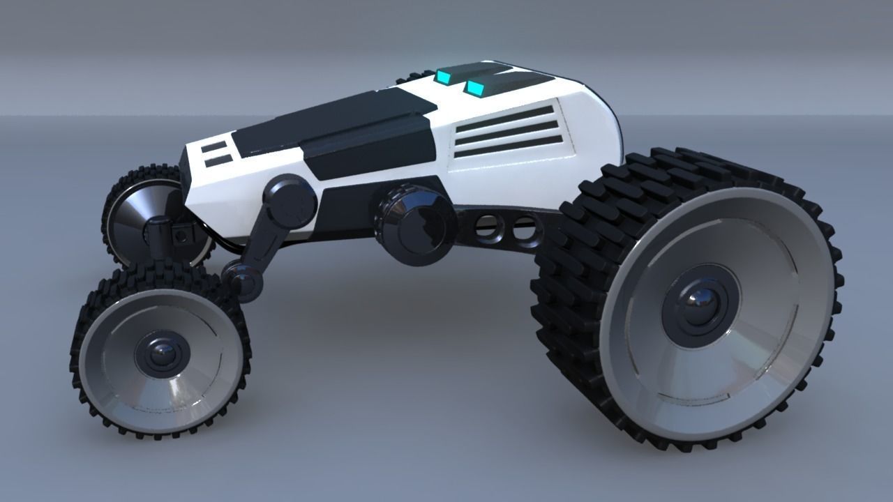 4x4 Wheel Robot Drone Model 3D model_4