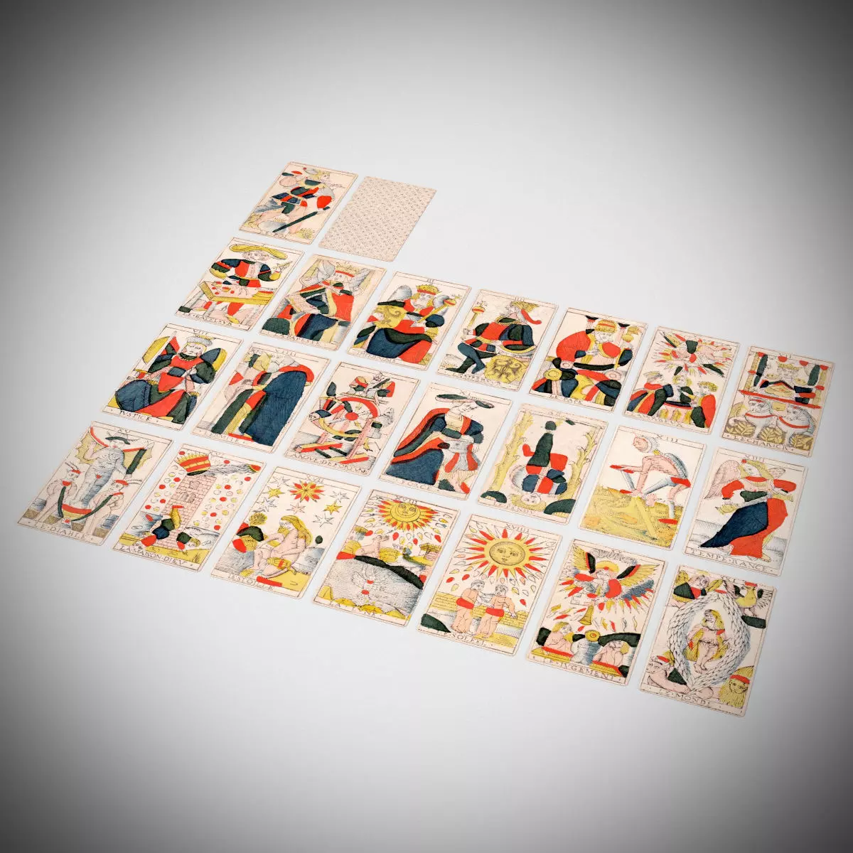 Antique French Tarot Cards - Major Arcana Low-poly 3D model_0