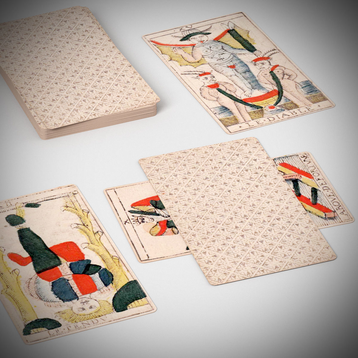 Antique French Tarot Cards - Major Arcana Low-poly 3D model_2