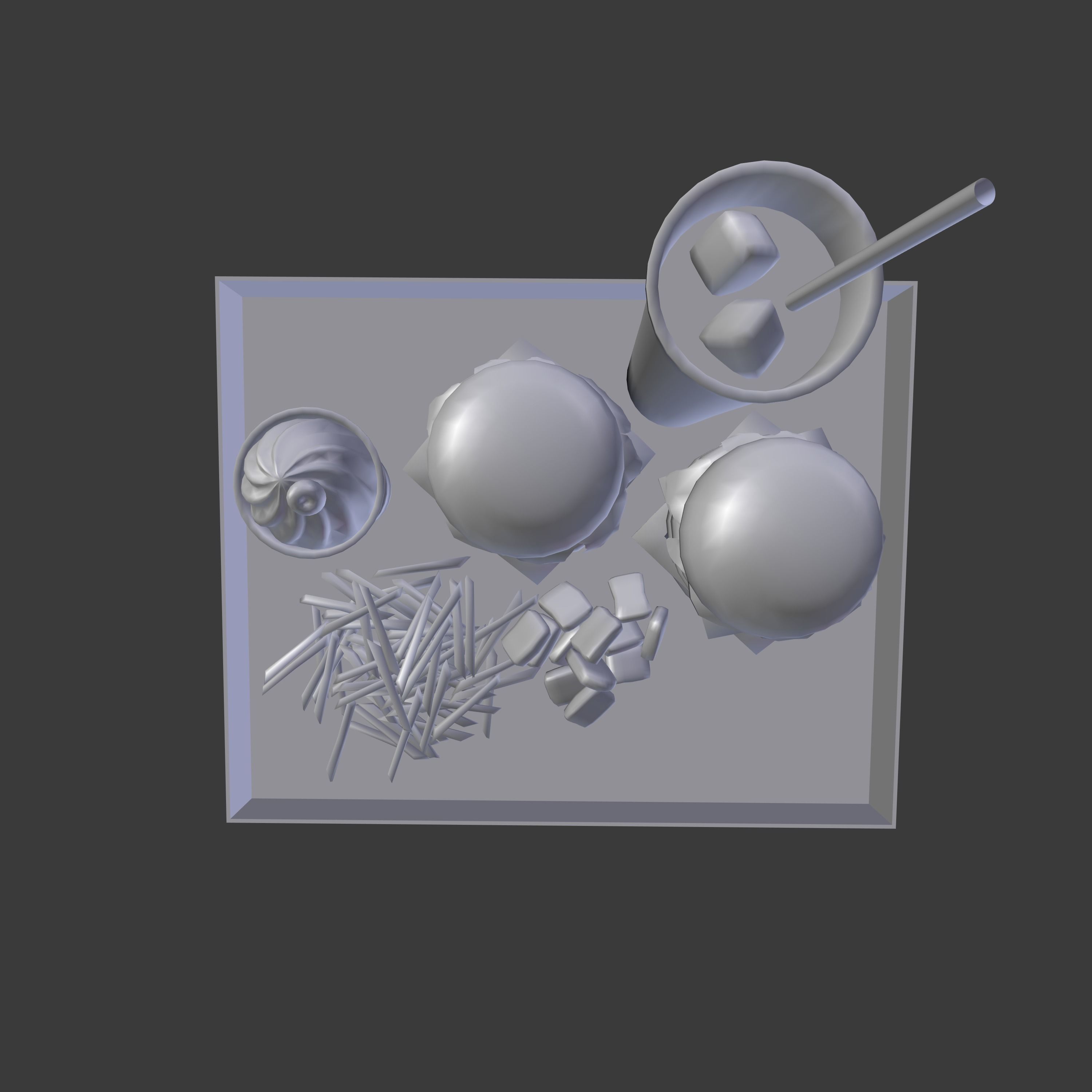 Fast food menu Low-poly 3D model_3