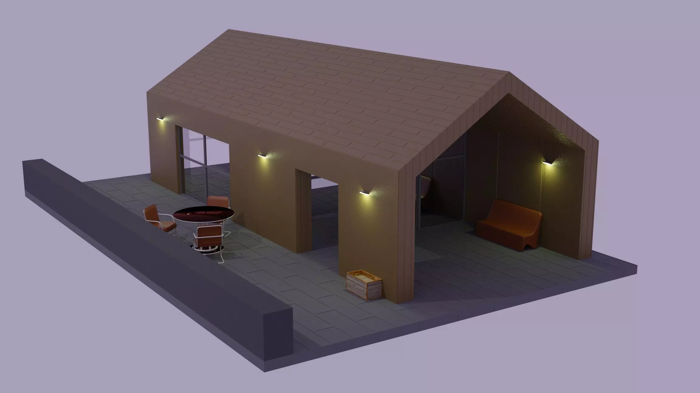 BARNHOUSE model house with table and chairs 3D model_0