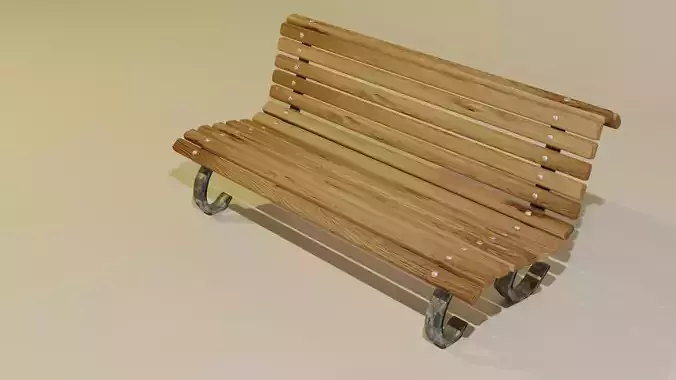 Bench low poly wooden