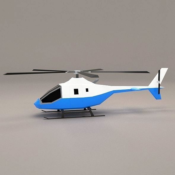 Lowpoly civil helicopter Low-poly 3D model_1
