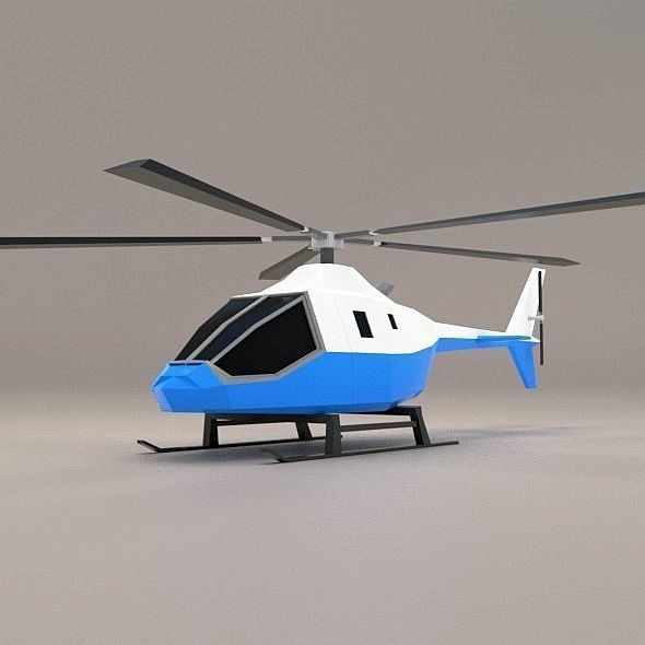 Lowpoly civil helicopter Low-poly 3D model_3
