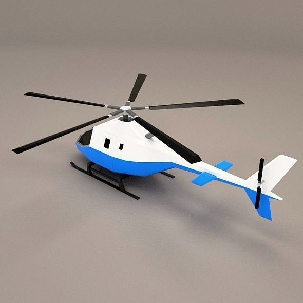 Lowpoly civil helicopter Low-poly 3D model_2