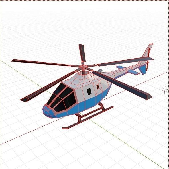 Lowpoly civil helicopter Low-poly 3D model_6