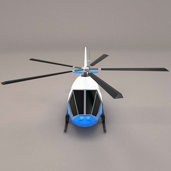 Lowpoly civil helicopter Low-poly 3D model_5