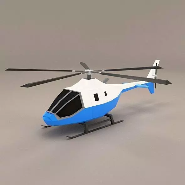 Lowpoly civil helicopter Low-poly 3D model_0