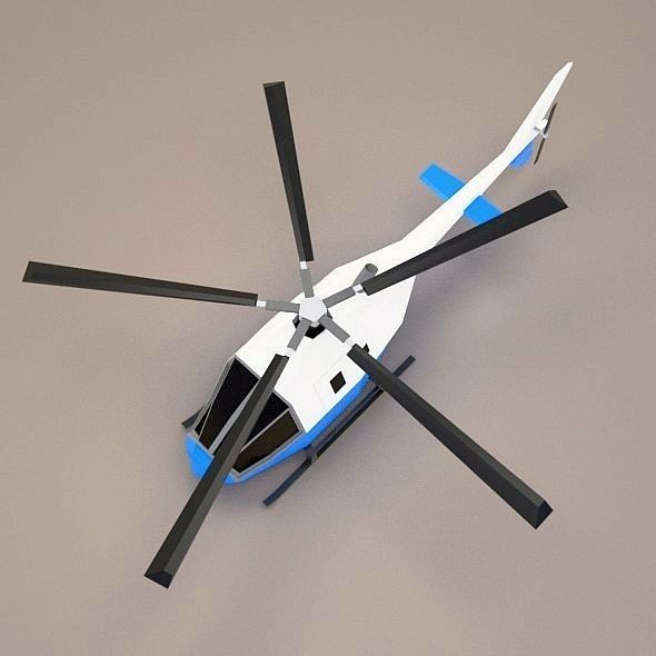 Lowpoly civil helicopter Low-poly 3D model_4
