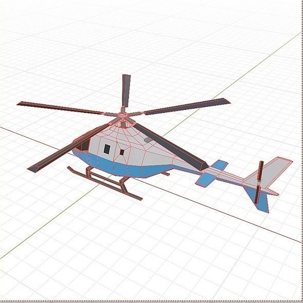 Lowpoly civil helicopter Low-poly 3D model_7