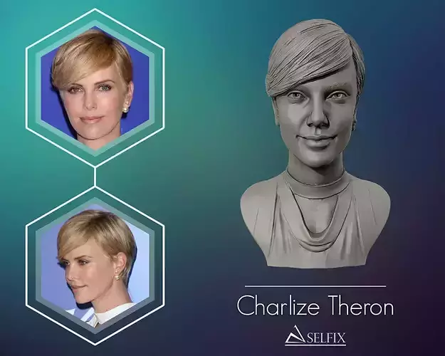 Charlize Theron 3D Portrait sculpture