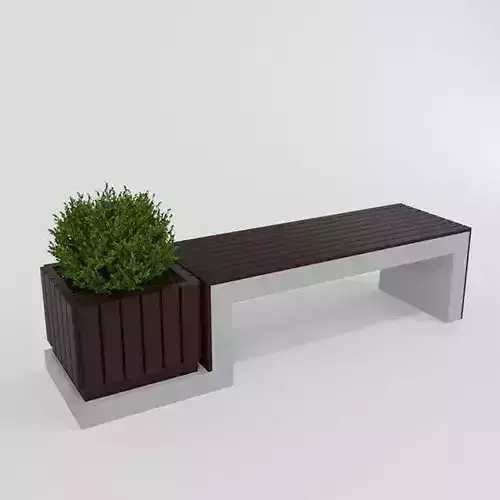 Bench with potted plant