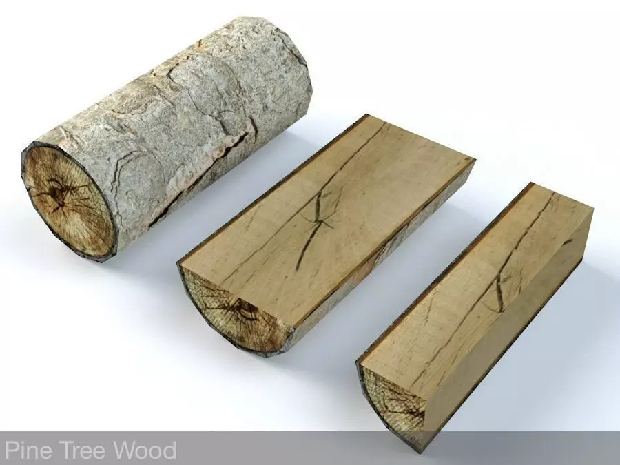 Pine Tree Fire Wood Low-poly 3D model