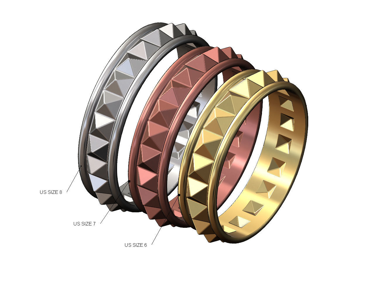 Pyramid motif band 3D print model_3