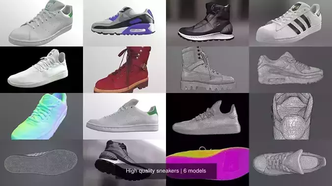 High quality sneakers 3D Model Collection