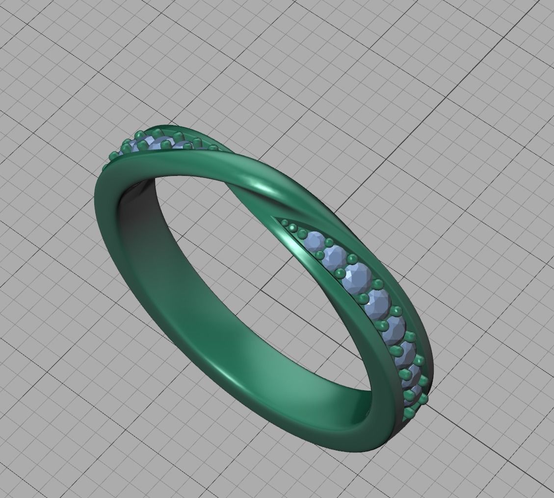 Mobius Diamond Wedding Band Women Ring 3dmodel 3mm wide 3D print model_21