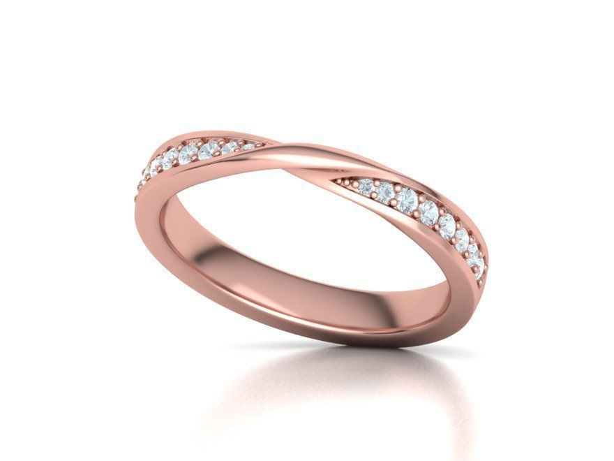 Mobius Diamond Wedding Band Women Ring 3dmodel 3mm wide 3D print model_11
