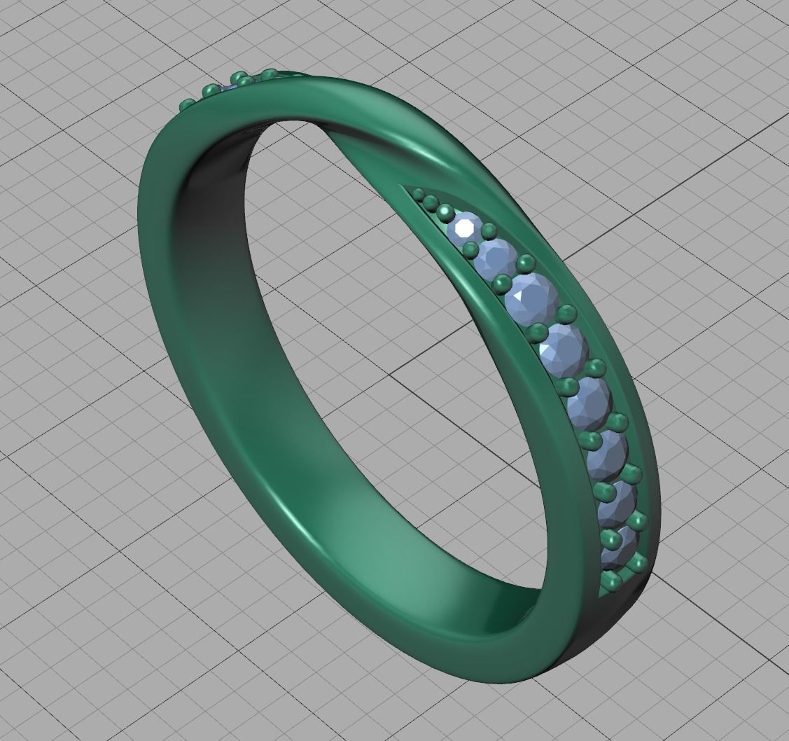 Mobius Diamond Wedding Band Women Ring 3dmodel 3mm wide 3D print model_18