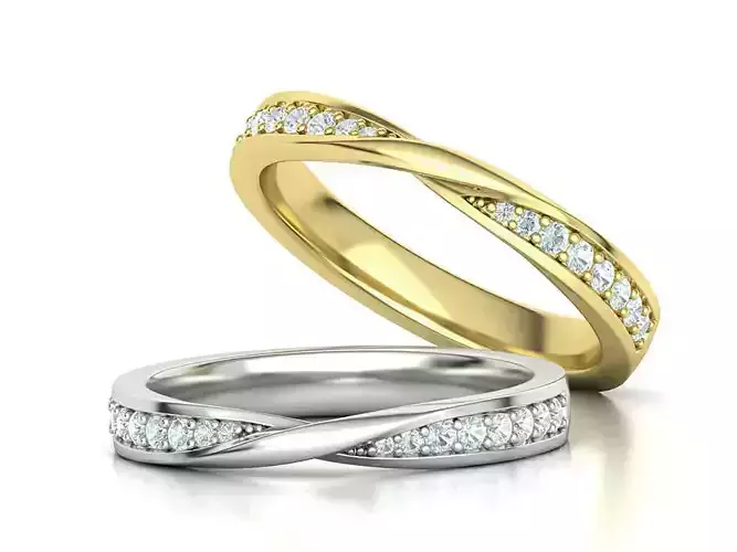 Mobius Diamond Wedding Band Women Ring 3dmodel 3mm wide 3D print model
