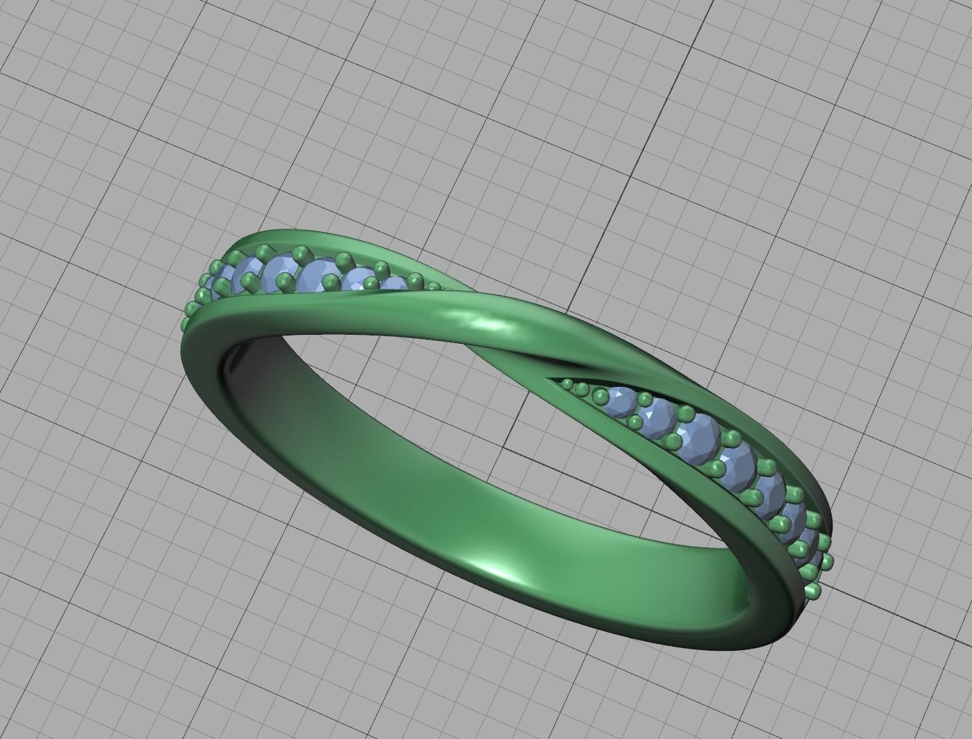 Mobius Diamond Wedding Band Women Ring 3dmodel 3mm wide 3D print model_22