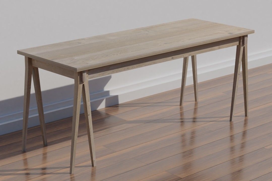 wooden desk code DEC 82 OAK wood texture 3D model_3