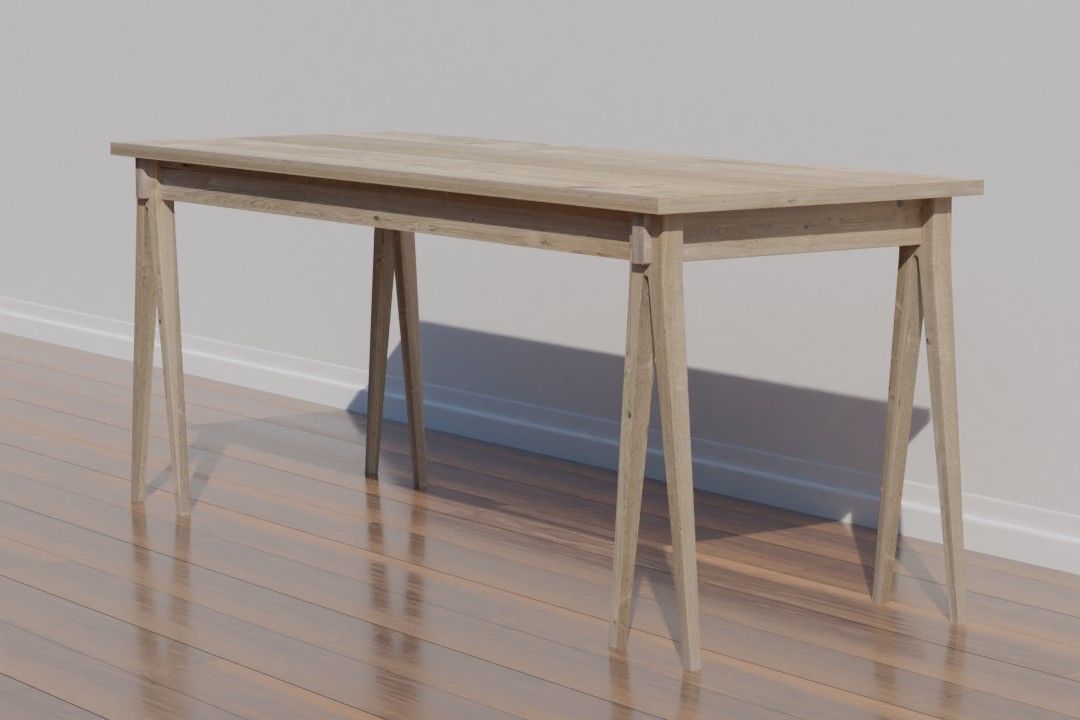 wooden desk code DEC 82 OAK wood texture 3D model_1