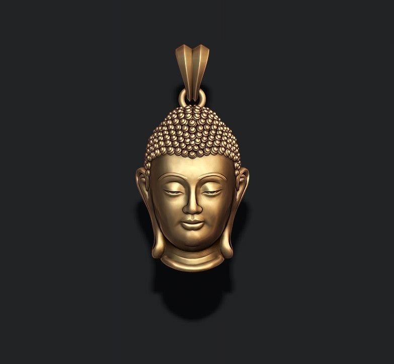 Buddha head pendant 3D print model_3