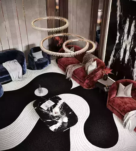 Luxury Velvet Lounge Interior 3D Scene 3D model