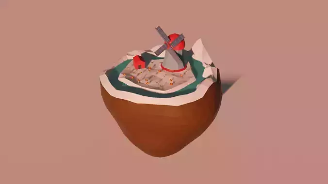 world coconut Low-poly 3D model