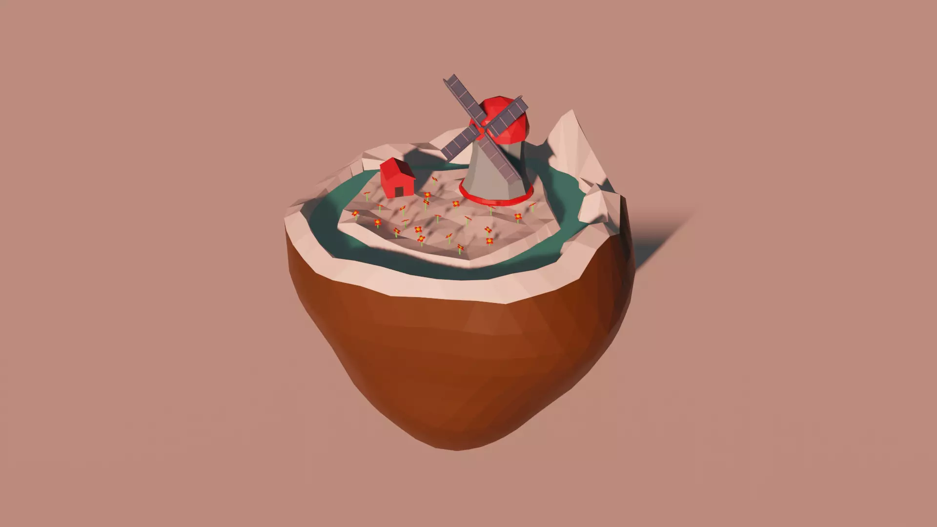 world coconut Low-poly 3D model_0