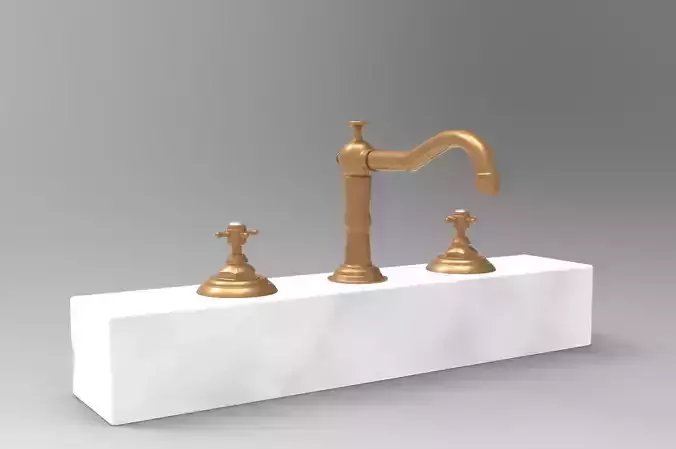Faucet bathroom with two brass handles