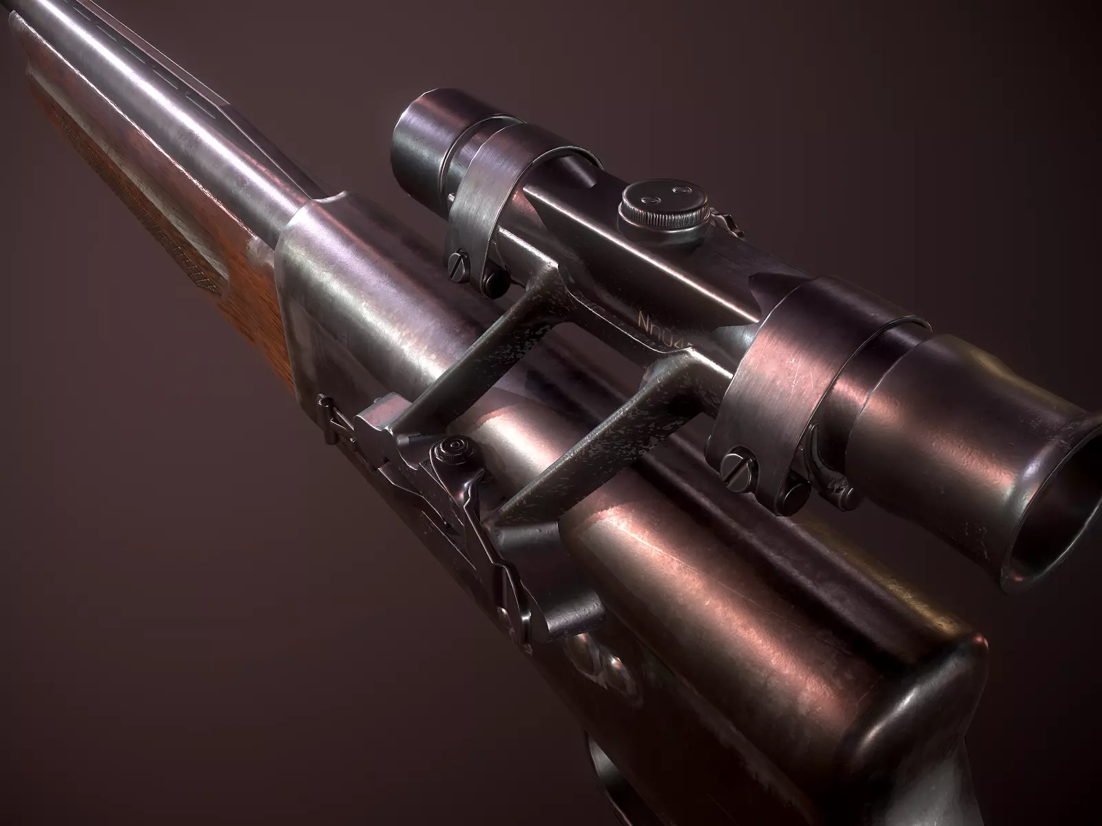 Browning A5 Shotgun with scope pbr Low-poly 3D model