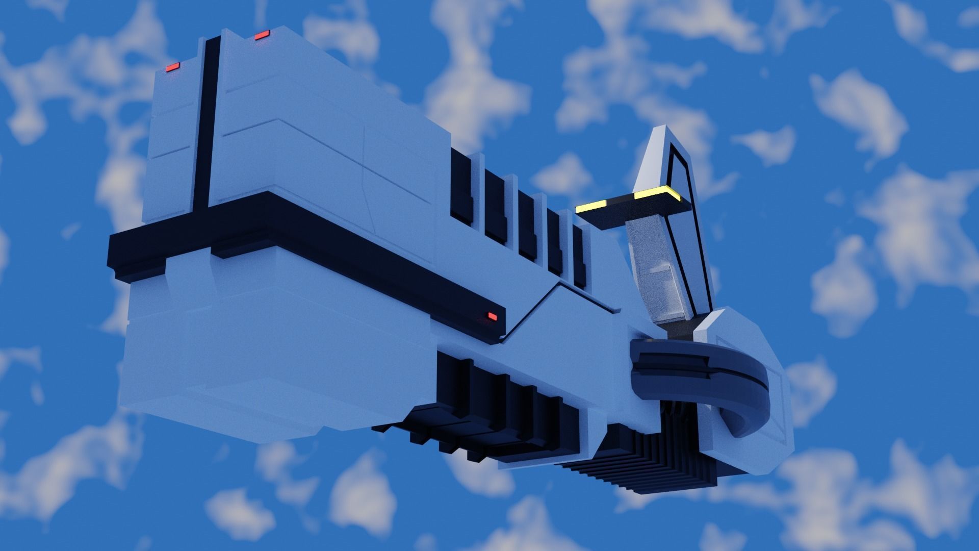 The Keep spaceship flying in sky 3D model_4